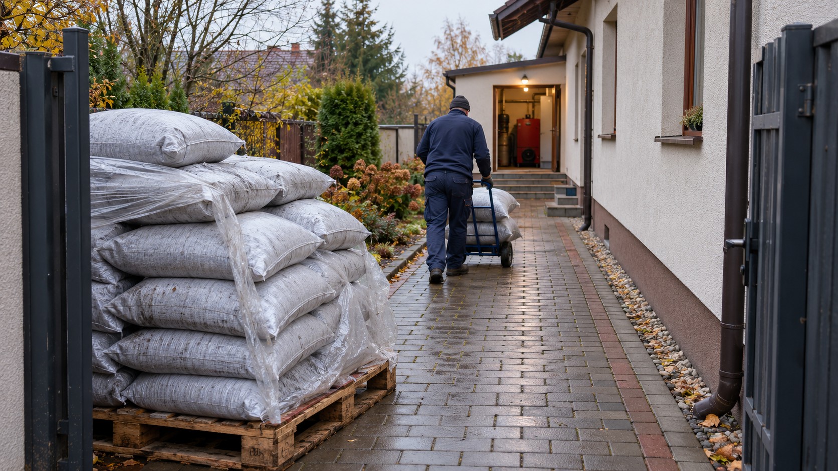 Paleta przy bramie, kotłownia za domem: ile pracy oznacza droga opału?